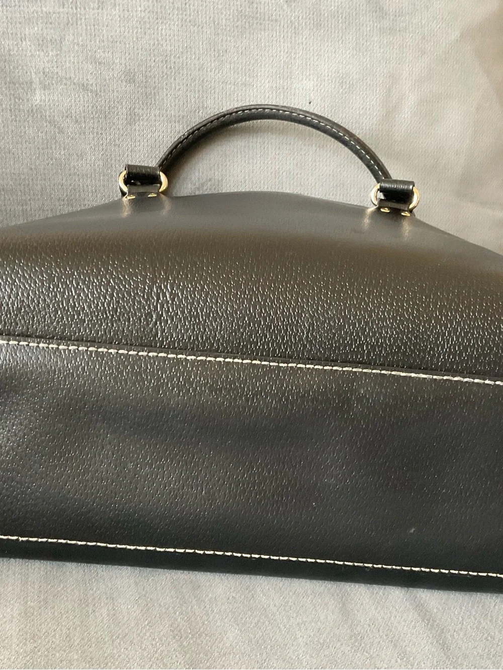 kate spade Black Leather Satchel with Pink Polka Dot Lining - Picture 3 of 7